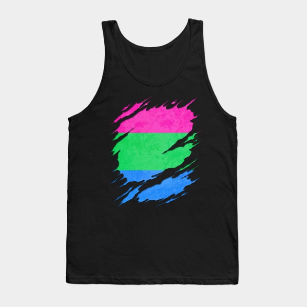 Polysexual Pride Flag Ripped Reveal Tank Top by wheedesign
